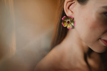 Load image into Gallery viewer, The Pink Reef Leaves Floral Earring with Ruby Crystal