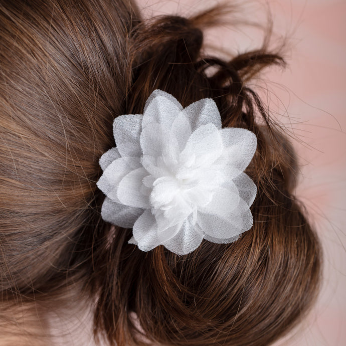 The Pink Reef Silk Ivory Dahlia French Clip Hair Barrette
