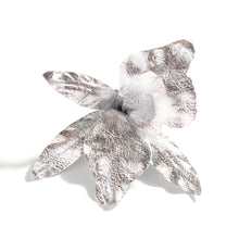 Load image into Gallery viewer, The Pink Reef Silver Leather Orchid French Clip Hair Barrette