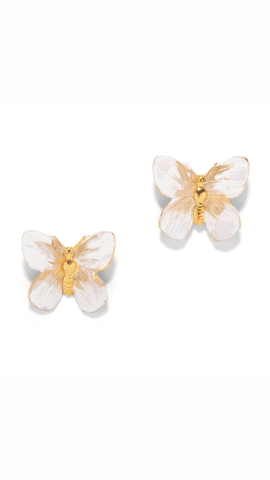 The Pink Reef Small Winter White Butterfly Stud