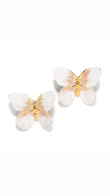 The Pink Reef Large Winter White Butterfly Stud