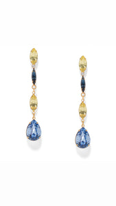 The Pink Reef Elongated Jewel Drop in Jonquil and Sapphire