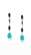 Load image into Gallery viewer, The Pink Reef Elongated Jewel Drop in Emerald and Turq