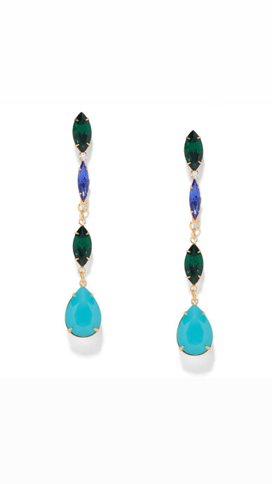 The Pink Reef Elongated Jewel Drop in Emerald and Turq