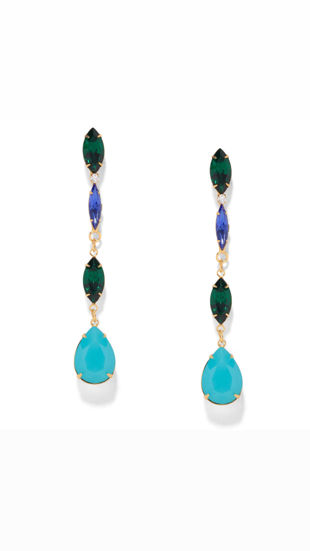 The Pink Reef Elongated Jewel Drop in Emerald and Turq