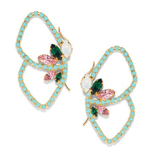 Load image into Gallery viewer, The Pink Reef Flight Rhinestone Earrings