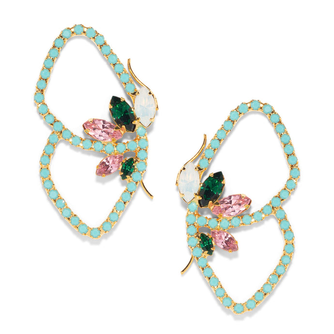 The Pink Reef Flight Rhinestone Earrings