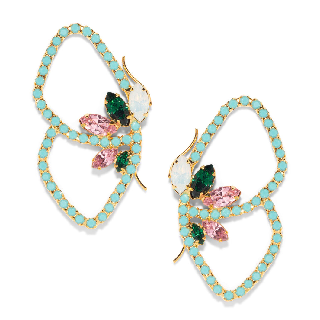 The Pink Reef Flight Rhinestone Earrings