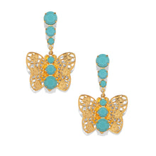 Load image into Gallery viewer, The Pink Reef Filagree Drop Butterfly in Turquoise