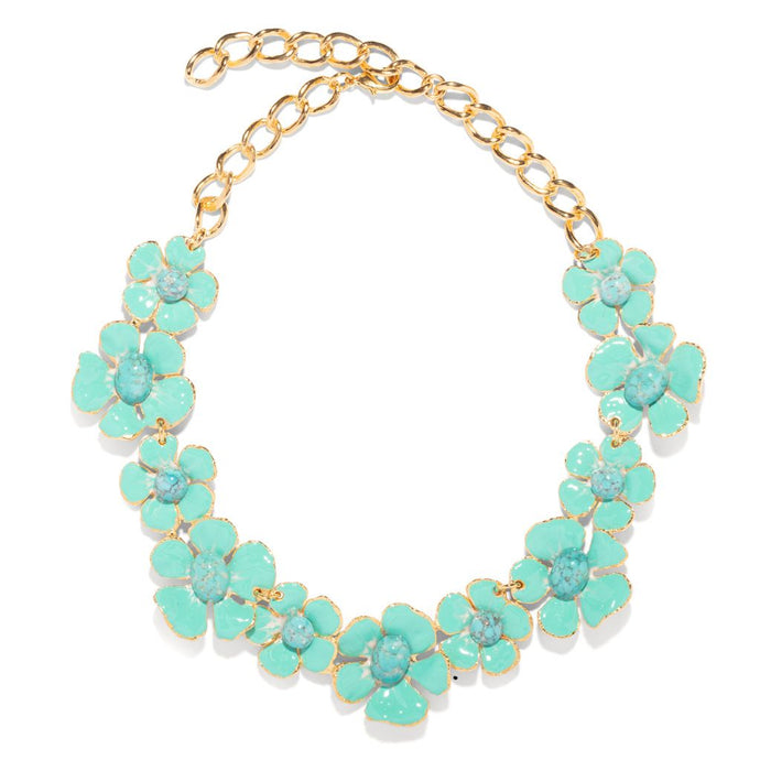 The Pink Reef Hand Painted Turquoise Floral Necklace