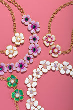Load image into Gallery viewer, The Pink Reef Twin Floral Necklace in Greens