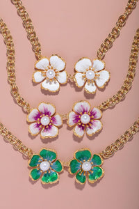 The Pink Reef Twin Floral Necklace in Tropic