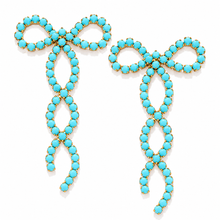 Load image into Gallery viewer, PREORDER SHIPS 6/12: The Pink Reef Crystal Ribbon Bow Earring in Turquoise