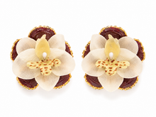 Load image into Gallery viewer, The Pink Reef Kleo Orchid Stud in Creme