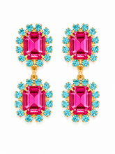 Load image into Gallery viewer, The Pink Reef Twin Gem Earring in Bright Pink