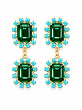 Load image into Gallery viewer, The Pink Reef Twin Gem Earring in Emerald