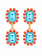 Load image into Gallery viewer, The Pink Reef Twin Gem Earring in Aqua Coral