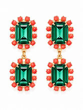 Load image into Gallery viewer, The Pink Reef Twin Gem Earring in Coral Emerald