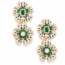 Load image into Gallery viewer, The Pink Reef Flora Drop in Spotted Black Emerald with Pearl