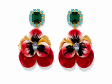 Load image into Gallery viewer, The Pink Reef Emerald Ruby Pansy Earring