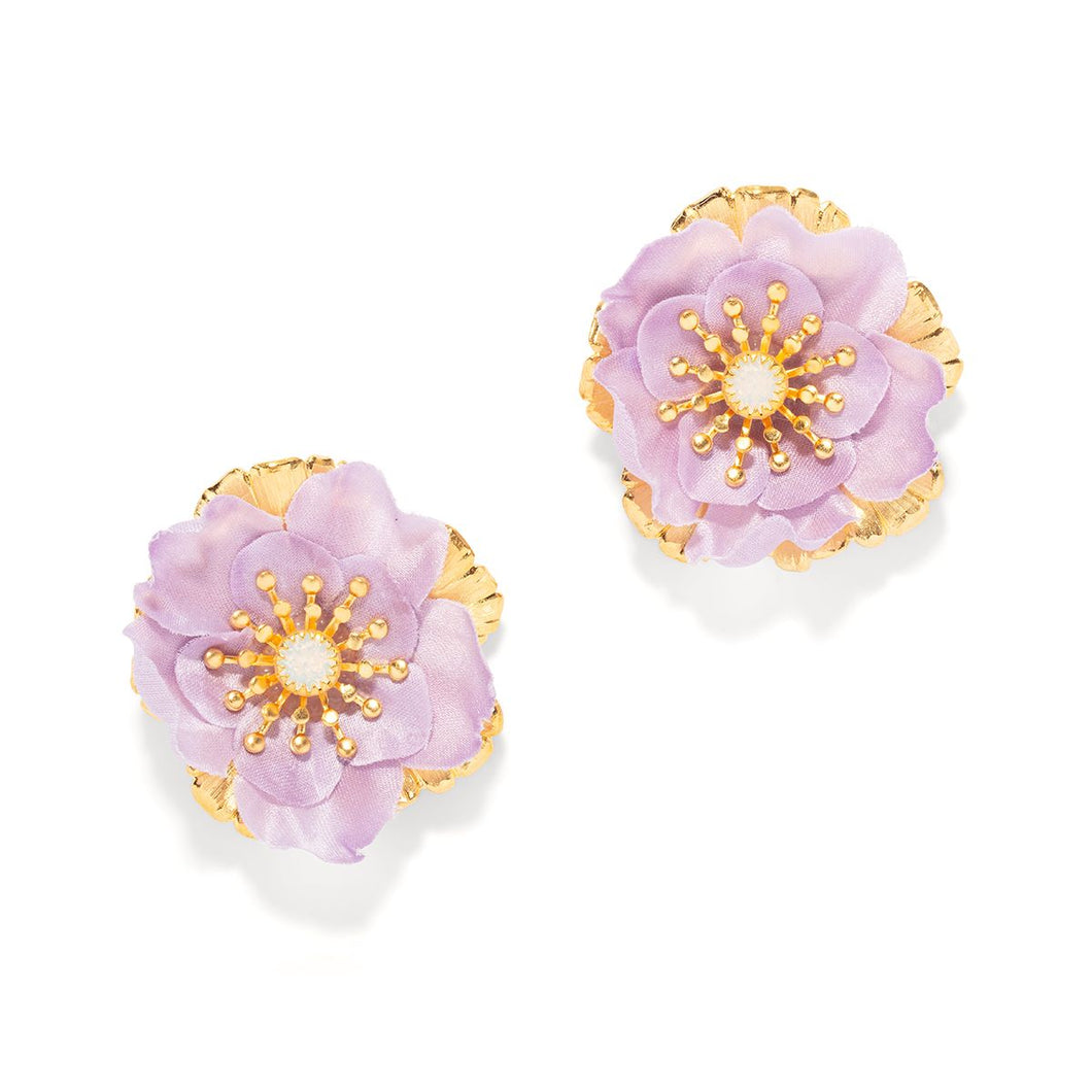 The Pink Reef Lilac Hand Cut Floral Studs