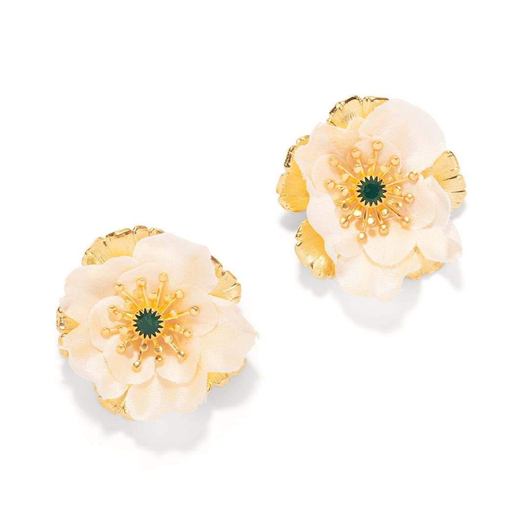 The Pink Reef Ivory Hand Cut Floral Studs