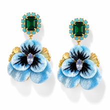 Load image into Gallery viewer, The Pink Reef Sky Blue Pansy Earring