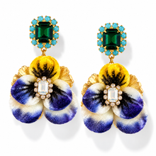Load image into Gallery viewer, The Pink Reef Blue and Yellow Pansy Earring