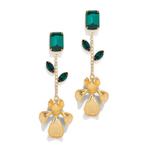 Load image into Gallery viewer, The Pink Reef Hand Sculpted Iris Earring in Emerald