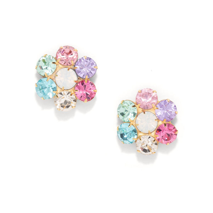 The Pink Reef Handcrafted Floral Gem Stud in Rainbow