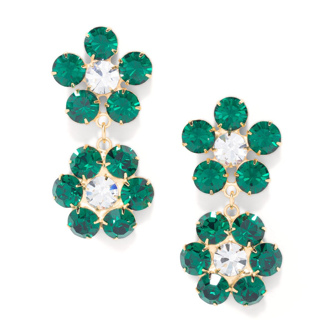 The Pink Reef Penelope Handcrafted Gem Double Floral in Emerald