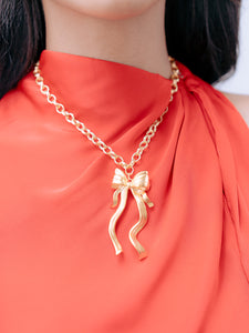 The Pink Reef Large Sculpted Bow Necklace