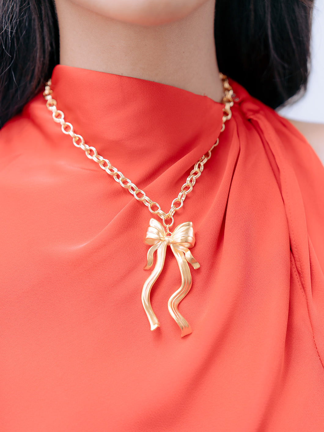 The Pink Reef Large Sculpted Bow Necklace