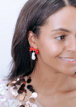 Load image into Gallery viewer, The Pink Reef Red Bow and Baroque Pearl Earring