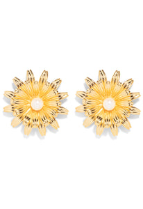 The Pink Reef Sunflower Earring with Cultured Pearl