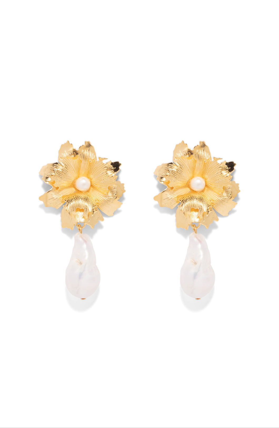 The Pink Reef Lace Floral Earring with Baroque Pearl