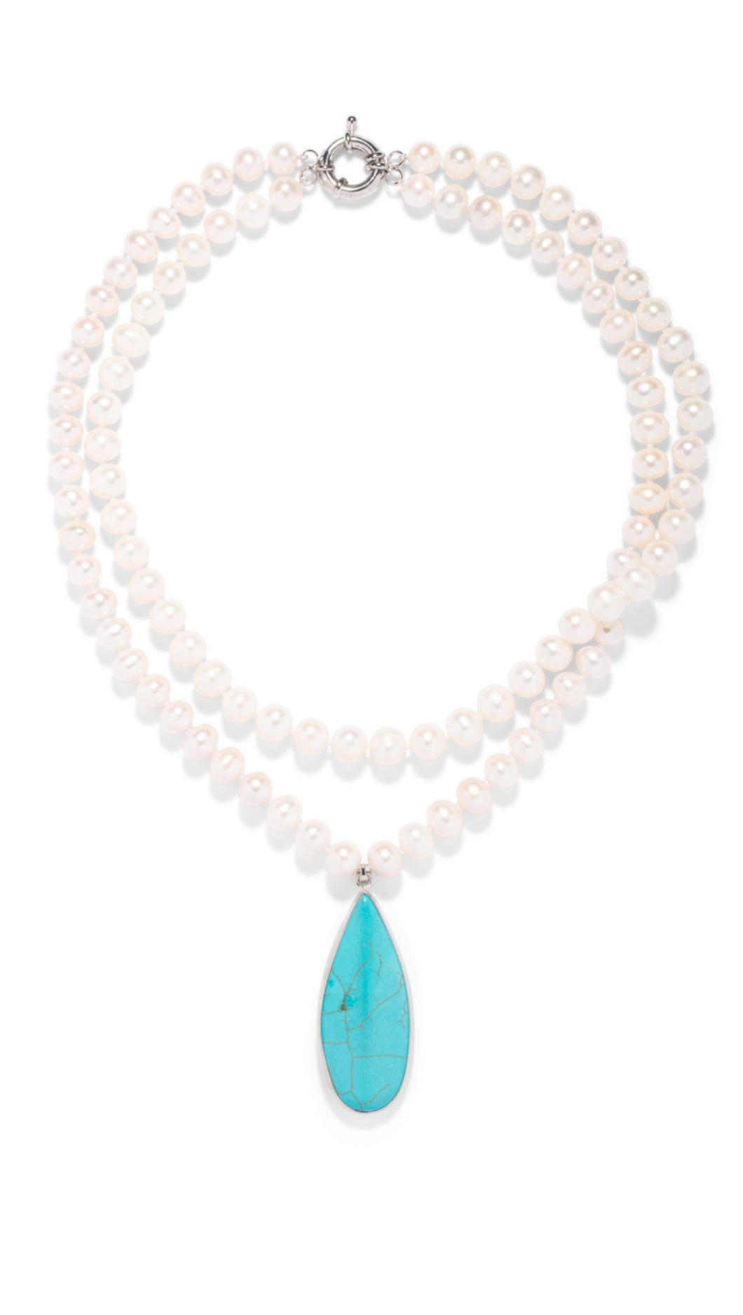 The Pink Reef Double Cultured Pearl Strand with Turquoise Necklace