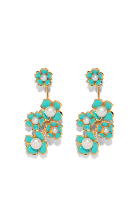 The Pink Reef Falling Florals in Turquoise