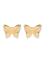 Load image into Gallery viewer, The Pink Reef Double Golden Flight Butterfly Earrings