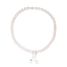 Load image into Gallery viewer, The Pink Reef Cultured Pearl Sterling Silver Initial Necklace