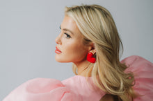 Load image into Gallery viewer, The Pink Reef Oversized Puff Heart Stud in Red