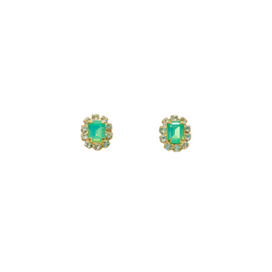 The Pink Reef Petite Stud in Green Opal