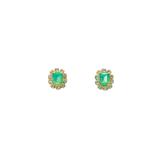 The Pink Reef Petite Stud in Green Opal