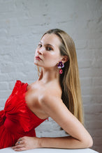 Load image into Gallery viewer, The Pink Reef Pink Crystal Pansy Earring