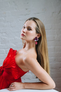 The Pink Reef Pink Crystal Pansy Earring