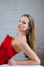 Load image into Gallery viewer, The Pink Reef Pink Crystal Pansy Earring
