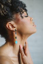 Load image into Gallery viewer, The Pink Reef Elongated Jewel Drop in Emerald and Turq