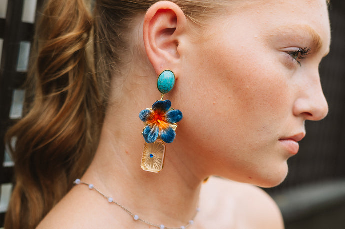 The Pink Reef Ruby Earring in Turquoise