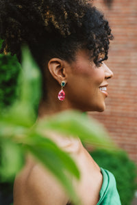 The Pink Reef Austria Earring in Emerald and Pink