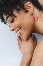 Load image into Gallery viewer, The Pink Reef Austria Earring in Emerald and Pink